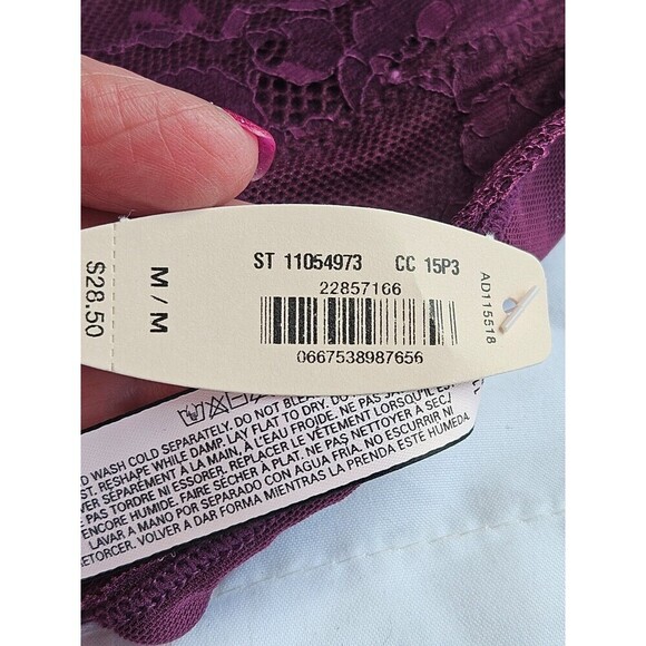 VS floral lace unlined triangle bralette NEW Med Burgany (Wine) - Picture 7 of 7